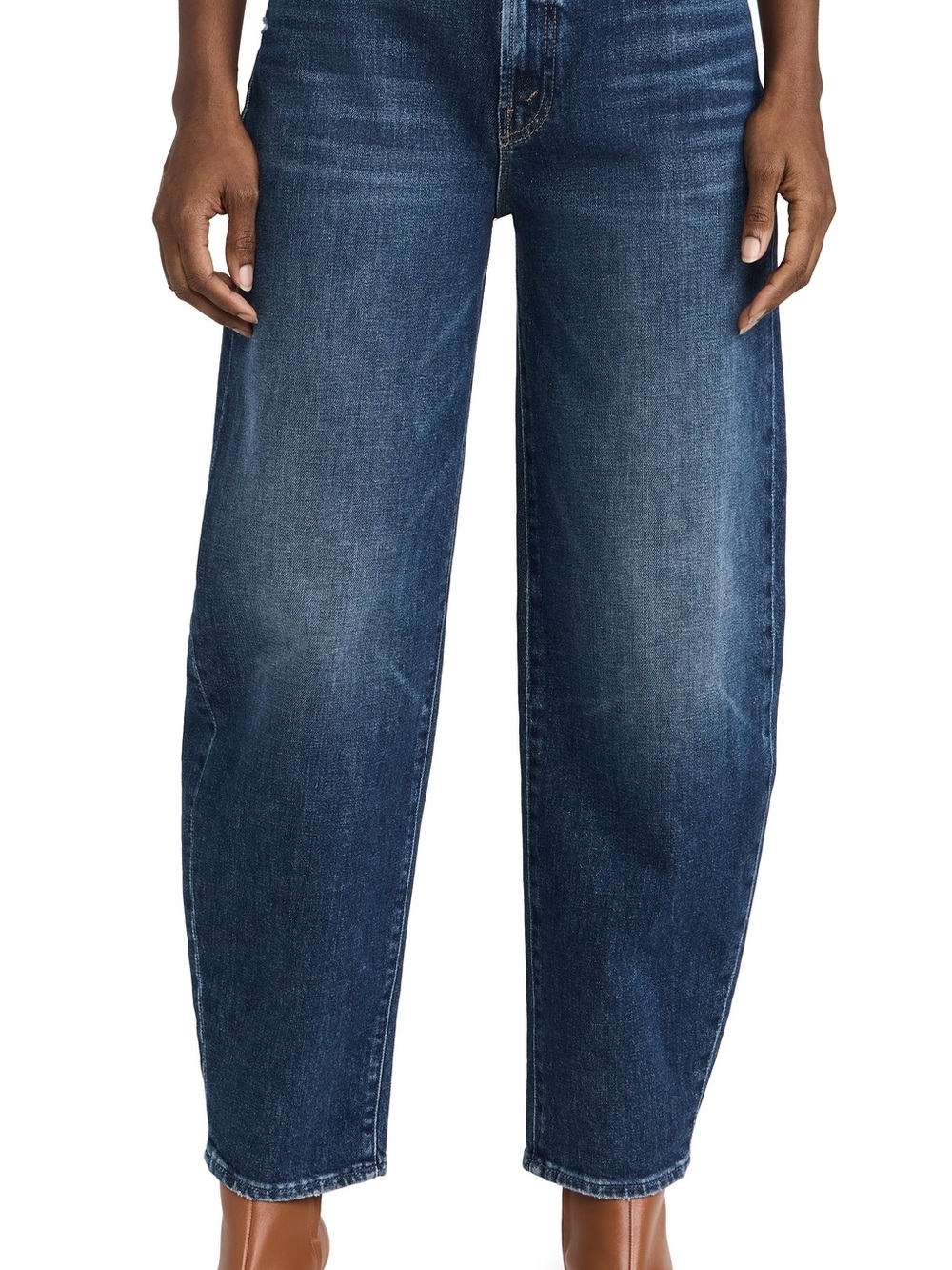 MOTHER The Fangirl Flood 27 Barrel Jeans Yee Haw Color Dark Blue